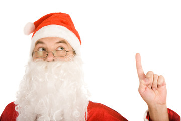 Portrait of thinking santa claus insticting