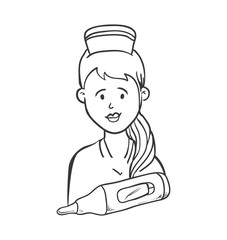 Nurse with uniform and thermometer icon. Medical and health care theme. Isolated design. Vector illustration