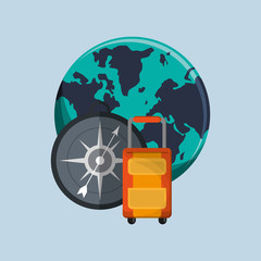 flat design earth globe vacation travel icons image vector illustration