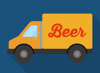 Beer truck icon. Drink beverage delivery and alcohol theme. Colorful design. Vector illustration