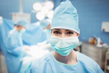 Portrait of female surgeon in operation room