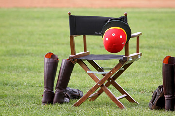 Before the polo game, player chair - obrazy, fototapety, plakaty