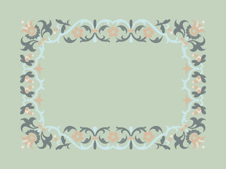rectangular frame, graphic floral pattern pastel colors