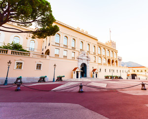 Obraz premium Beautiful building of Prince's Palace in Monaco-ville in the evening, Monaco