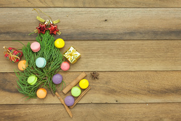 Christmas and happy new year concept with wooden background