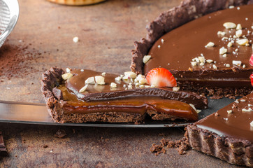 Delicious caramel chocolate tart
