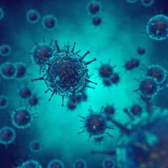 Fototapeta na wymiar Viruses in infected organism , Viral disease epidemic , Vaccine research