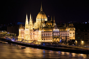Fototapeta na wymiar Budapest, Hungary parliament at night