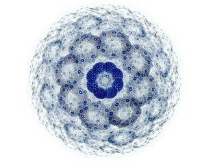 Particles of abstract fractal forms on the subject of nuclear physics science and graphic design. Geometry sacred futuristic