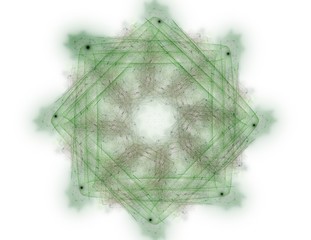 Particles of abstract fractal forms on the subject of nuclear physics science and graphic design. Geometry sacred futuristic