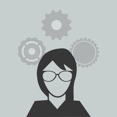 flat design person and gears image vector illustration