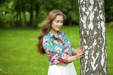 Close up, portrait of a young beautiful brunette girl