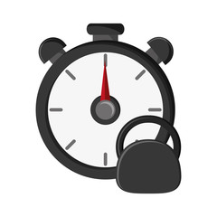 flat design chronometer and kettlebell  icon vector illustration