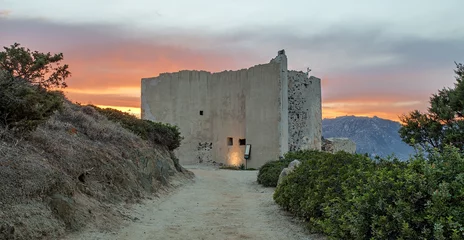 Fototapete Gründungsarbeit Alte Festung in Villasimius, Sardinien