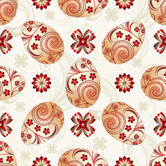 Easter seamless pattern with painted eggs