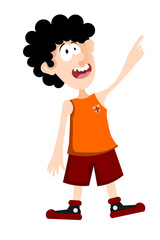 Cartoon boy on a white background. Color image surprised boy in