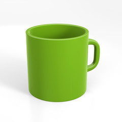 Caneca verde isolada sobre fundo branco.