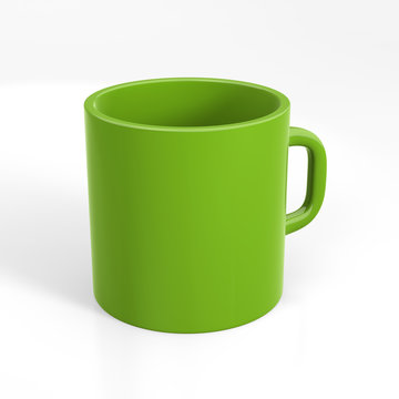 Caneca Verde Isolada Sobre Fundo Branco.