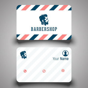 Business card. Barber Shop logo. Vector