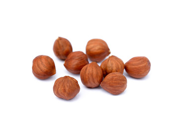Healthy hazelnut isolated on white background