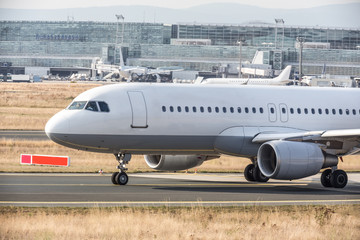 airplane on a starting runway