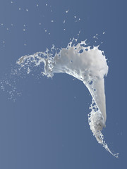 Obraz na płótnie Canvas Milk splash on blue background. 3d rendering
