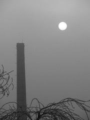 Moon on the background of the chimney