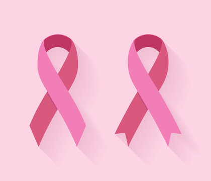 Pink ribbons (Breast Cancer Sign). Vector illustration.