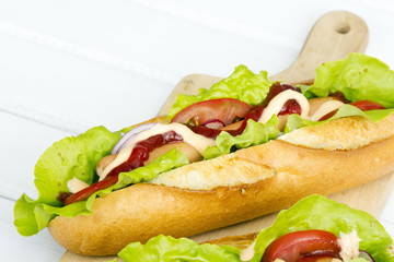 hot dogs on a wooden table