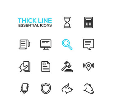 Business, Finance, Law Symbols - Thick Line Design Icons Set