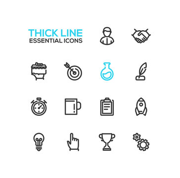 Business, Finance Symbols - thick line design icons set