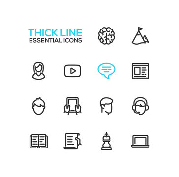Business, Finance Symbols - thick line design icons set
