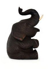 teak wood elephant isolated on white background
