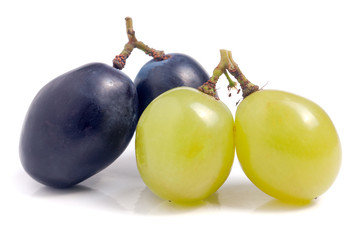 green and blue grapes isolated on white background