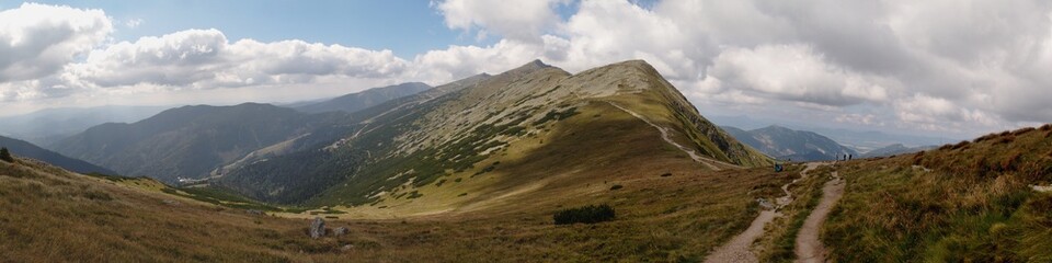 Fototapeta na wymiar west panorama view from hillside of Dumbier in Nizke Tatry mountains in Slovakia