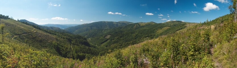 Fototapeta na wymiar south panorama view from hillside of Vrbovica in Nizke Tatry mountains in Slovakia