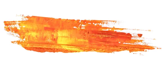 Foto op Canvas foto oranje grunge penseelstreken olieverf geïsoleerd op een witte achtergrond © dule964