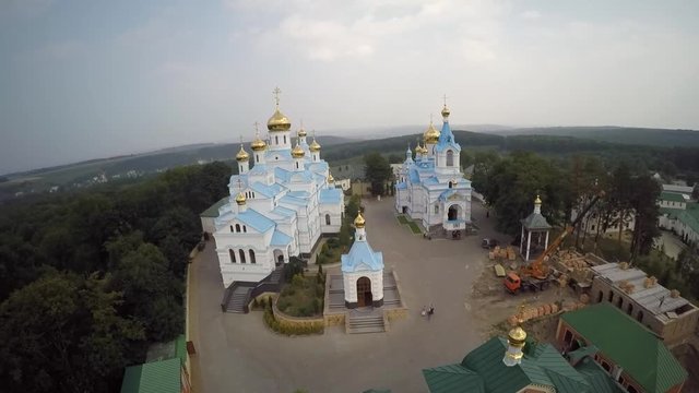 St Dukhovskoi Pochayiv Monastery view from the sky