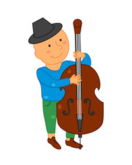 Cartoon musician kid. Vector illustration for children music