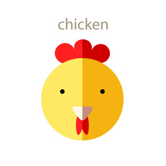 Line Animal Head Icon Set. Vector Illustration.Chicken