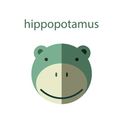 Line Animal Head Icon Set. Vector Illustration. Hippopotamus