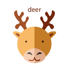 Line Animal Head Icon Set. Vector Illustration.Deer