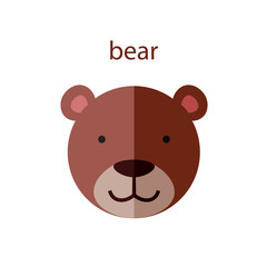 Line Animal Head Icon Set. Vector Illustration.Bear