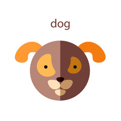Line Animal Head Icon Set. Vector Illustration.Dog