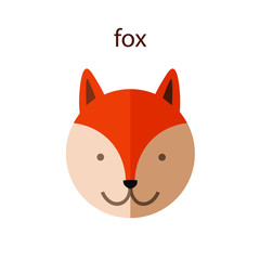 Line Animal Head Icon Set. Vector Illustration.Fox