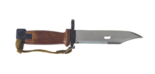 AK 47 bayonet with saw isolated on white