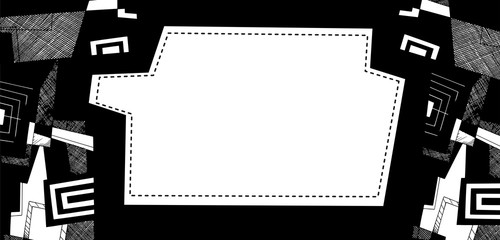 Abstract geometric background, monochrome panorama with geometric shapes