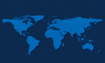 Fototapeta na wymiar Blue world map with countries. Vector illustration flat design