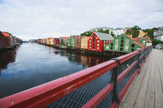 A different colored houses in Trondheim, Norway