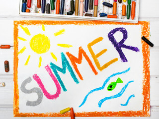 Colorful drawing: word SUMMER
